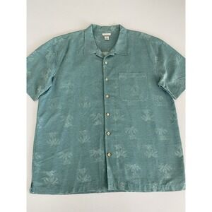 Breakwater Shirt Men's Teal Silk Hawaiian Casual Button Up Size XL